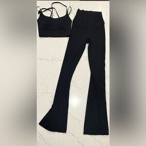 OFFLINE by Aerie Black Flare Pants & Bra Set XS Women's Activewear Outfit